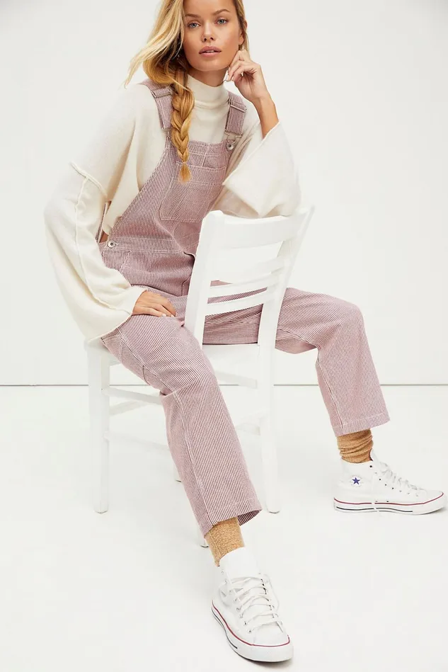 Women StraightLeg Jeans Free People Christina Overalls Cowhide