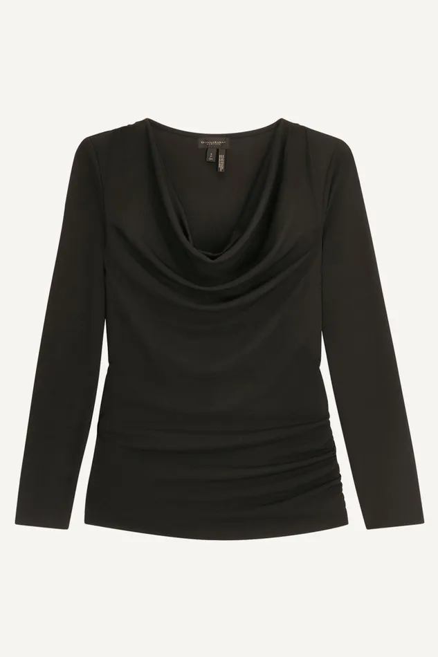 Women Sweaters And Tops Donna Karan DRAPED FRONT TOP Black