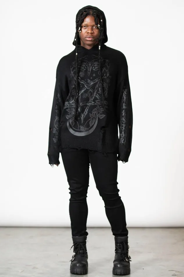 Women Sweaters Killstar Hyperion Hooded Knit Sweater