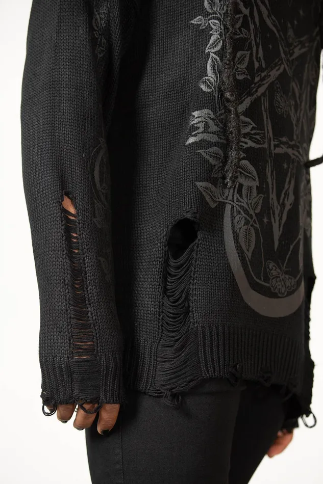 Women Sweaters Killstar Hyperion Hooded Knit Sweater