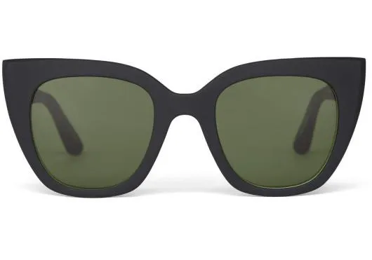 Women Sydney Matte Black Tortoise Bottle Green Polar TOMS Sunglasses