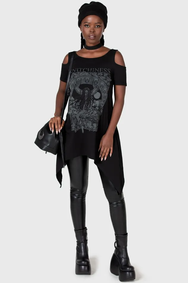 Women TShirts and Vests Killstar Witchiness Cold Shoulder Top