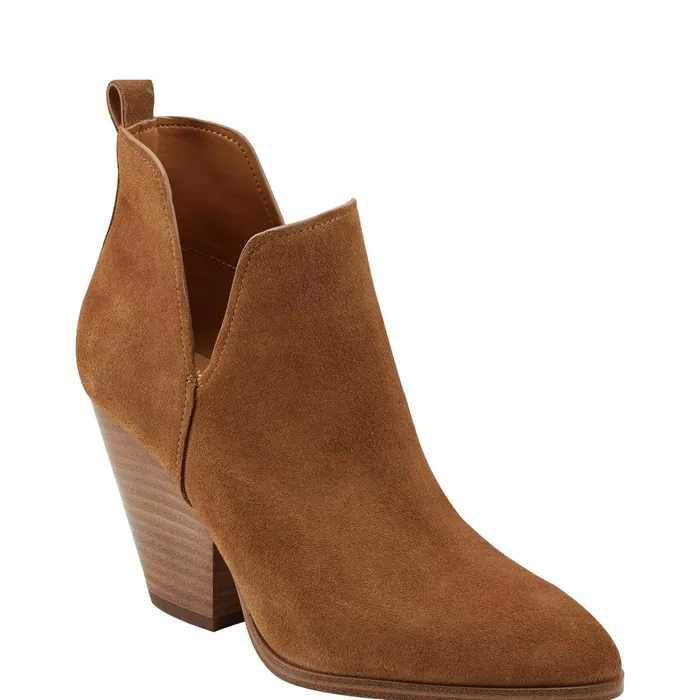 Women Tanilla Heeled Bootie Camel Suede Marc Fisher Casual Boots