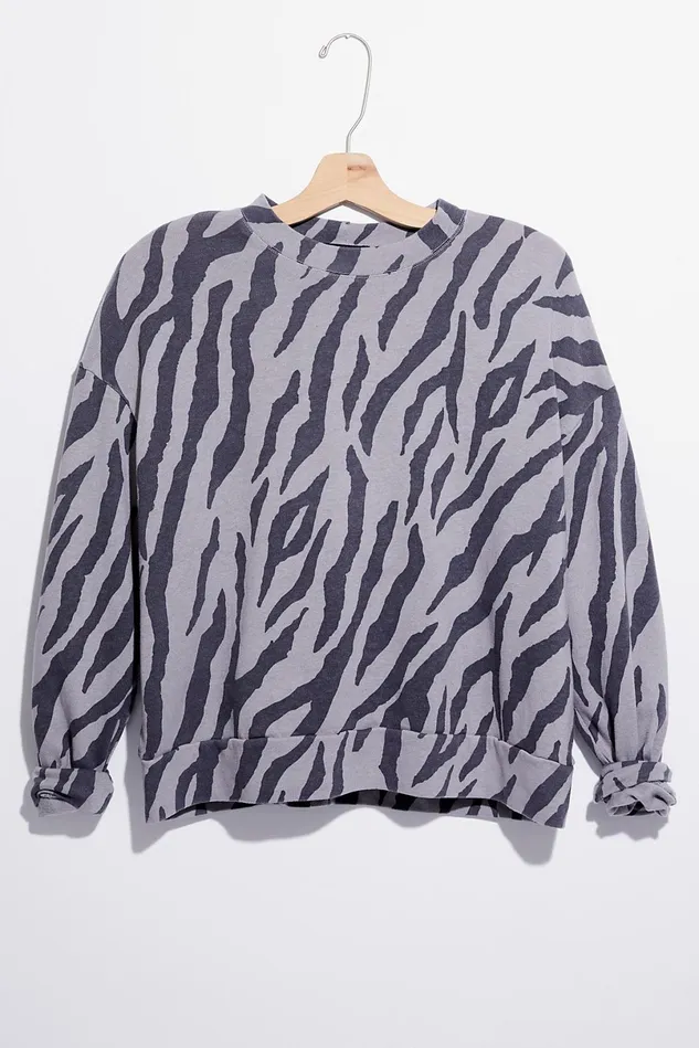 Women Tops Free People Zebra Boxy Sweatshirt Vintage Black