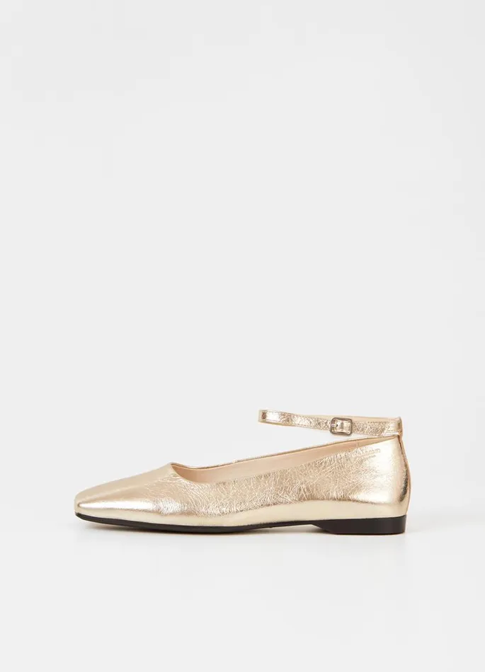 Women Vagabond Ballet Flats DELIA SHOES Gold Metallic Leather