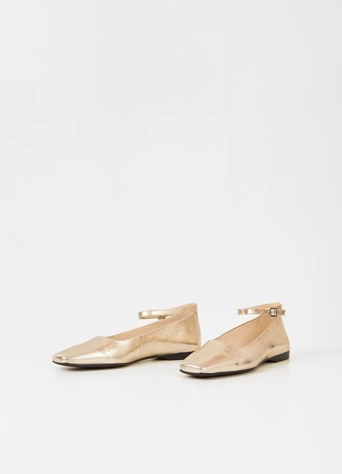 Women Vagabond Ballet Flats DELIA SHOES Gold Metallic Leather