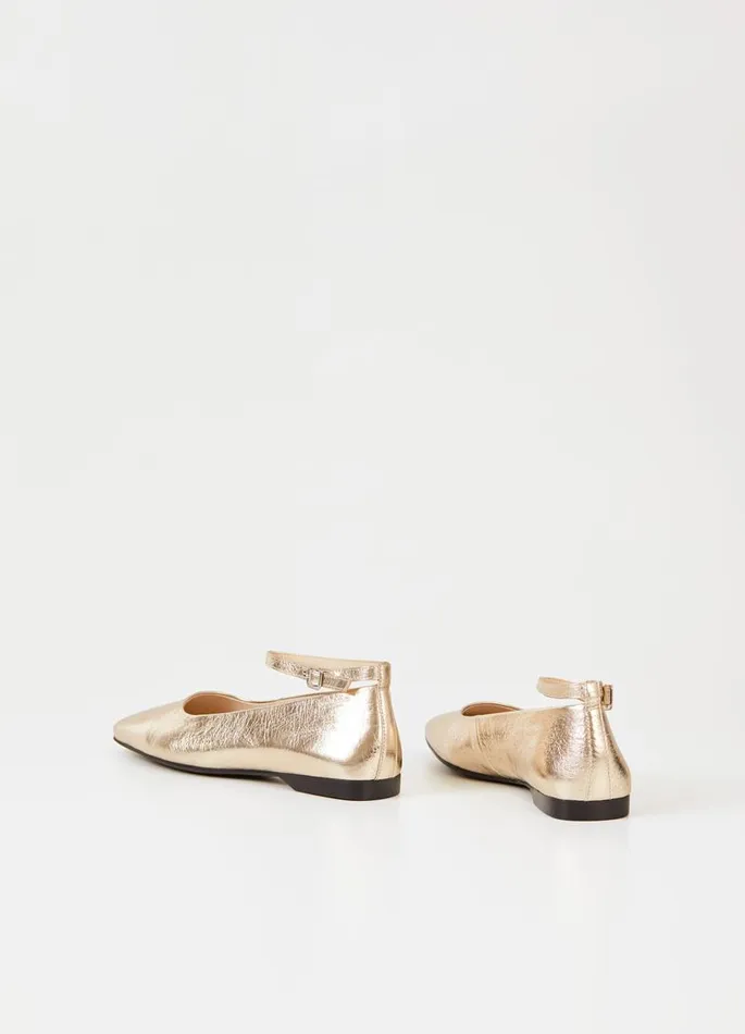 Women Vagabond Ballet Flats DELIA SHOES Gold Metallic Leather