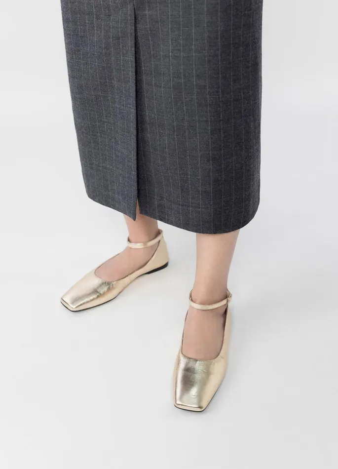 Women Vagabond Ballet Flats DELIA SHOES Gold Metallic Leather