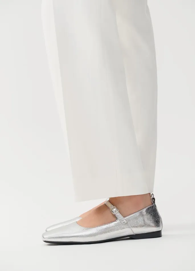Women Vagabond Mary Janes DELIA SHOES Silver Metallic Leather