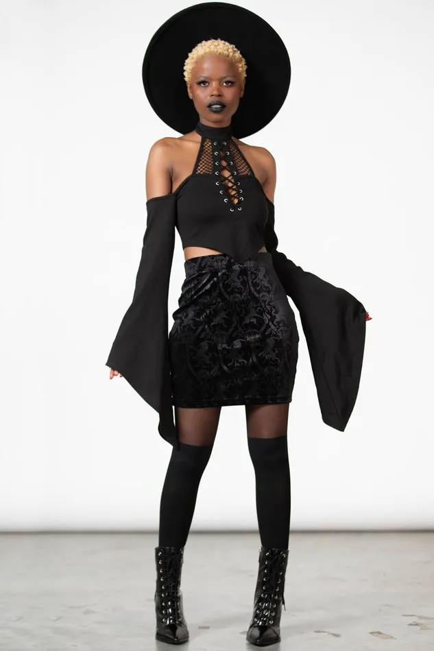 Women Velvet Killstar Doom Duchess Skirt B