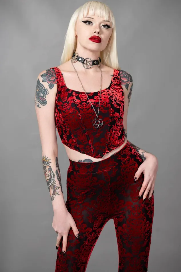 Women Velvet Killstar Snarl Corset Top