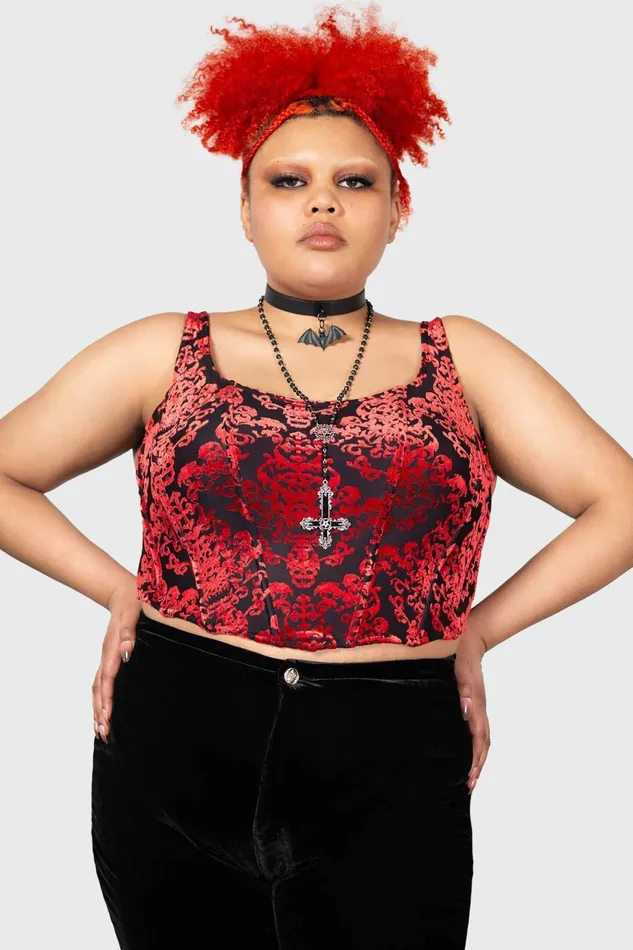 Women Velvet Killstar Snarl Corset Top