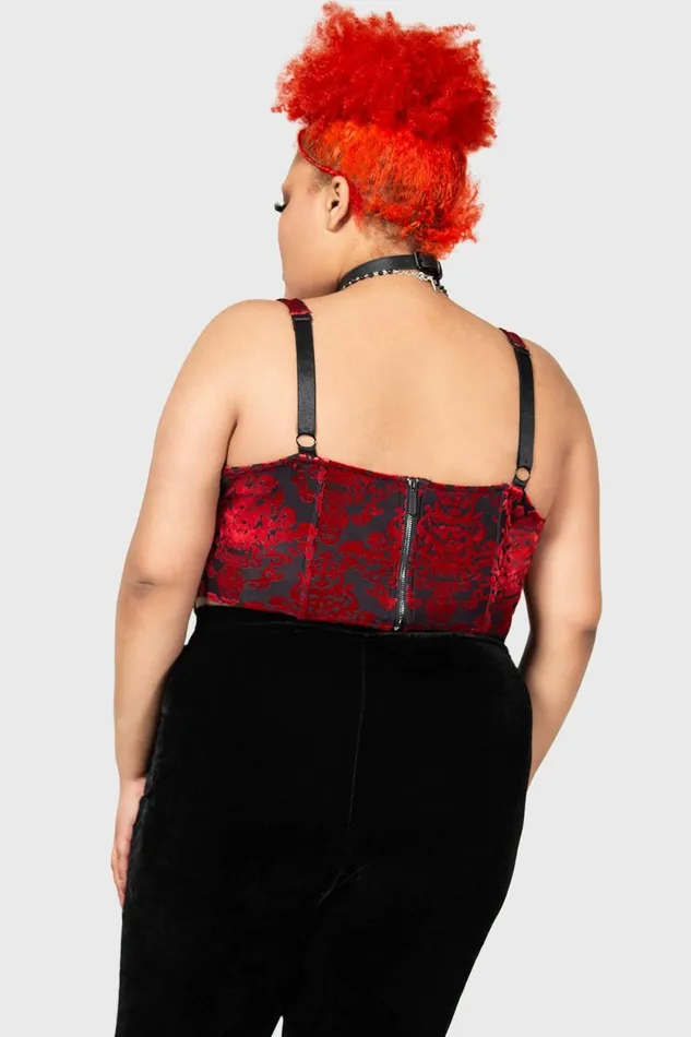 Women Velvet Killstar Snarl Corset Top