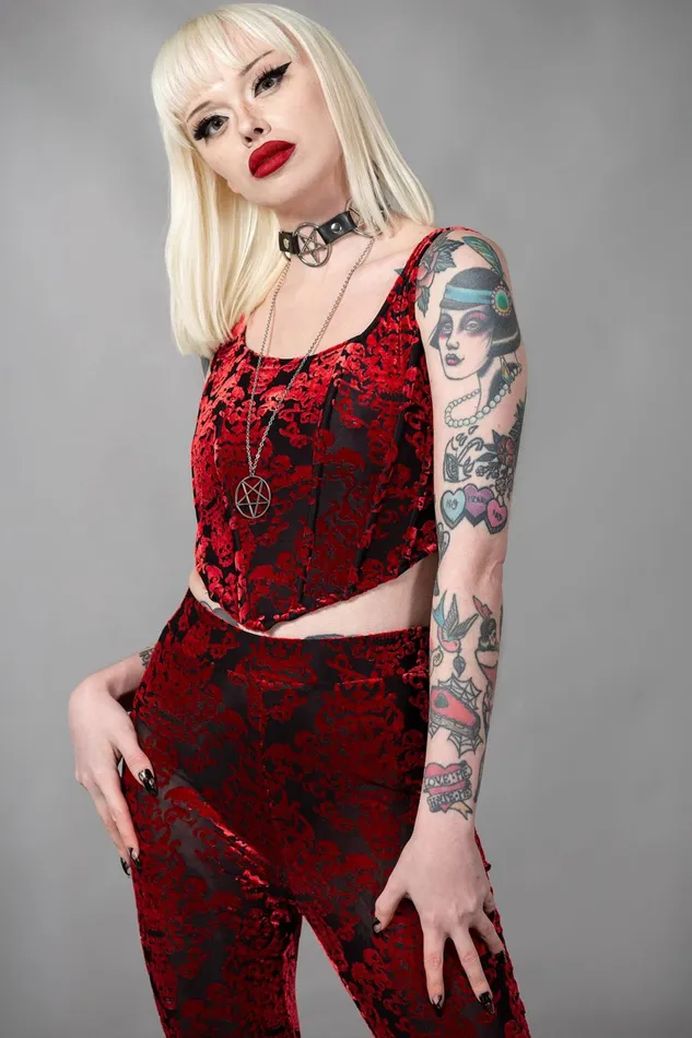 Women Velvet Killstar Snarl Corset Top