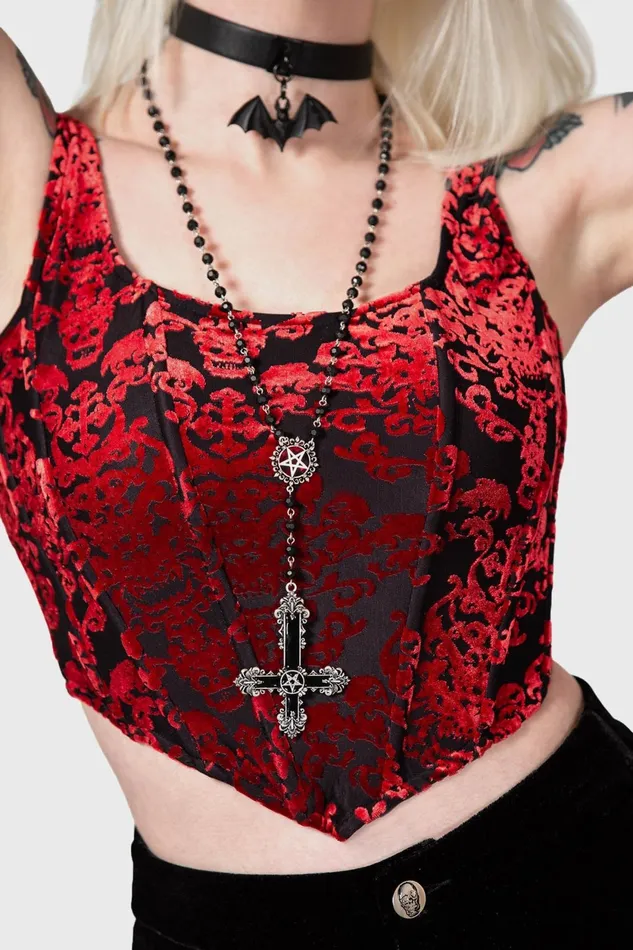 Women Velvet Killstar Snarl Corset Top