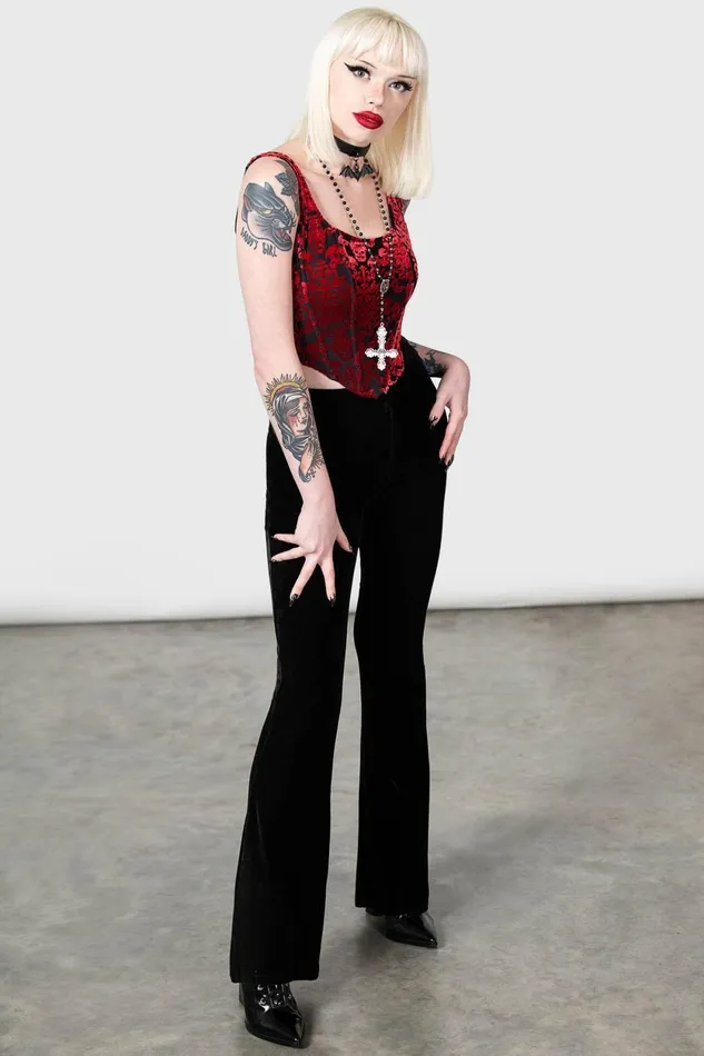Women Velvet Killstar Snarl Corset Top
