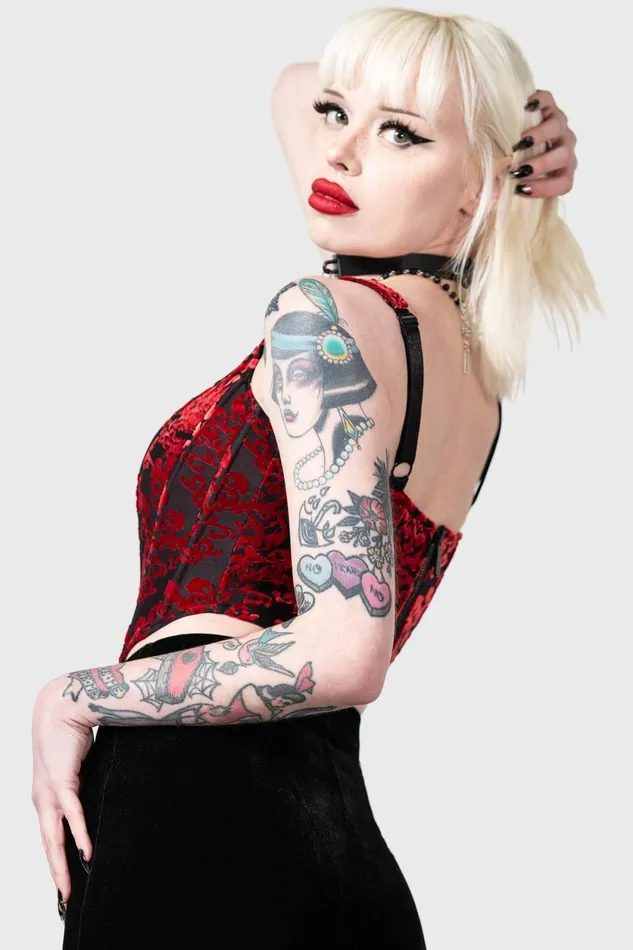 Women Velvet Killstar Snarl Corset Top
