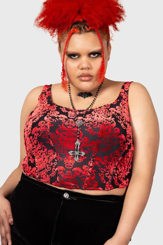 Women Velvet Killstar Snarl Corset Top