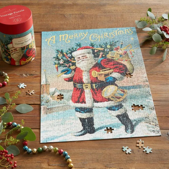 Women Vintage Santa Puzzle Sundance Catalog Seasonal