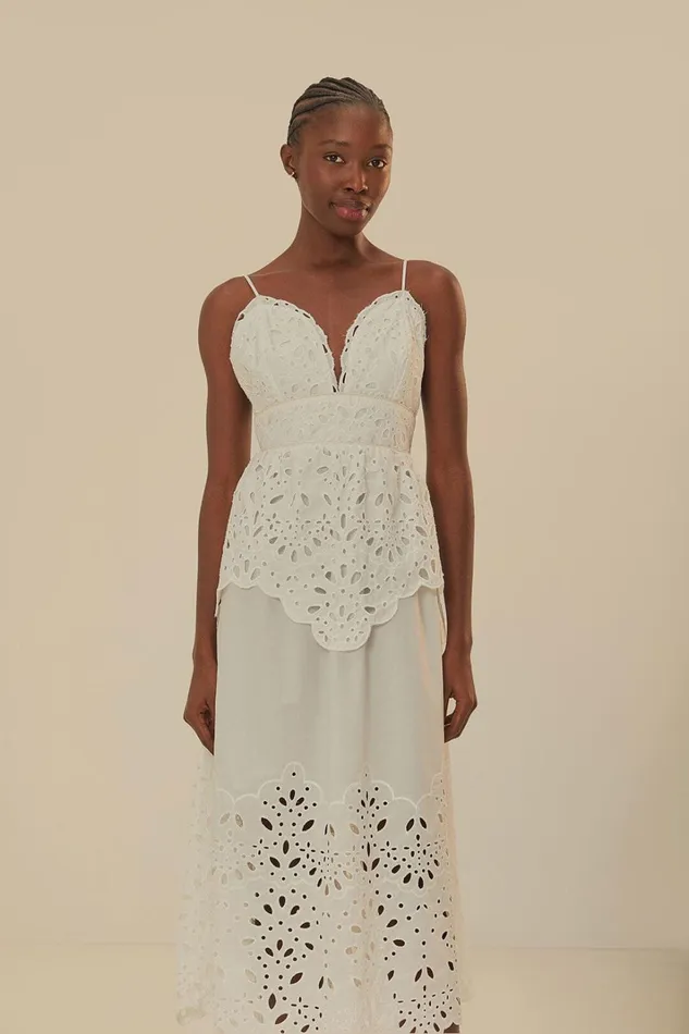 Women White Laise Sleeveless Maxi Dress White FARM Rio Maxi Dresses