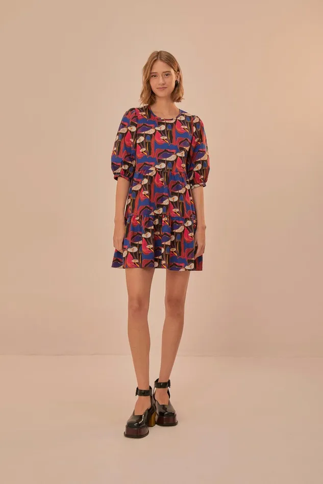 Women Wild Mushrooms Black Puff Sleeve Mini Dress Wild Mushrooms Black FARM Rio Mini Dresses