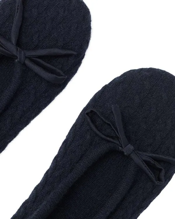 Women Women039s Cable Cashmere SlippersIn Navy Blue Navy Blue NPeal Slippers and Socks
