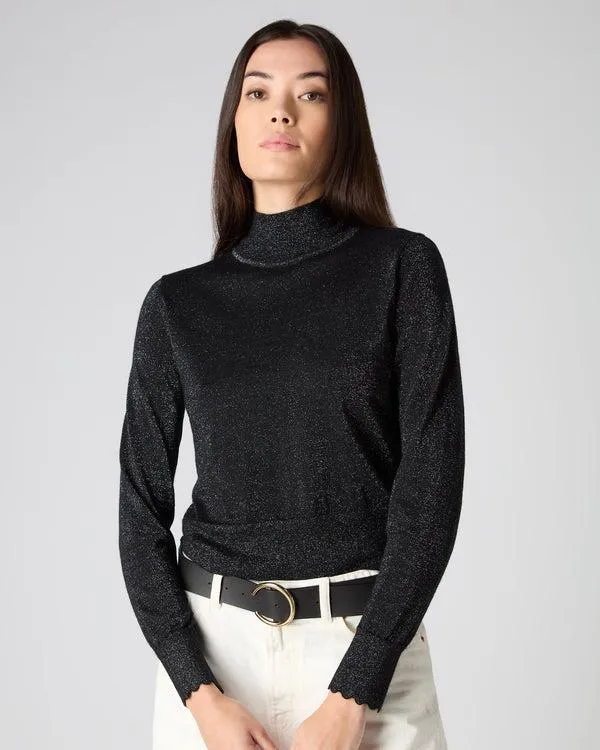 Women Women039s Crop Mock Neck Sweater With LurexIn Black Sparkle Black Sparkle NPeal Turtle Necks Women Women039s Crop Mock Neck Sweater With LurexIn Black Sparkle Black Sparkle NPeal Turtle Necks