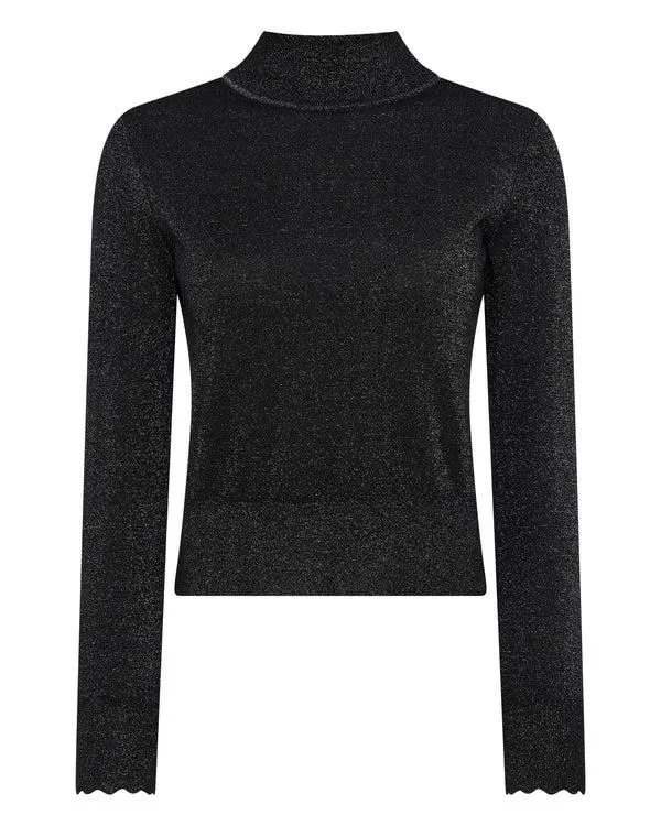 Women Women039s Crop Mock Neck Sweater With LurexIn Black Sparkle Black Sparkle NPeal Turtle Necks