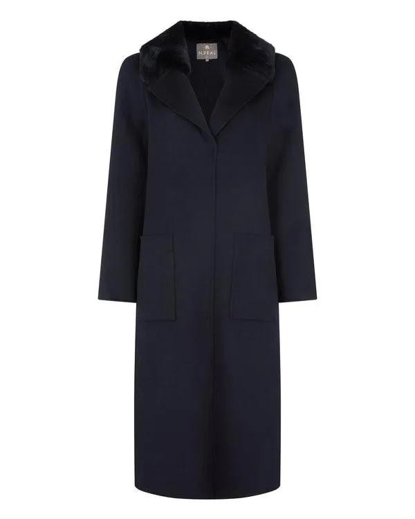 Women Women039s Fur Collar Woven CoatIn Navy Blue Navy Blue NPeal Coats and Jackets