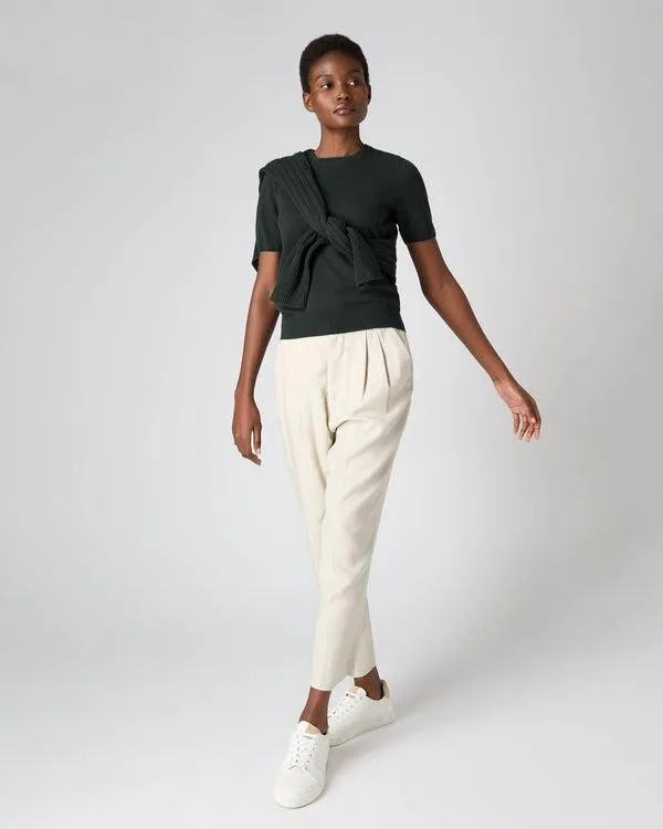 Women Women039s Round Neck Cashmere T ShirtIn Dark Green Dark Green NPeal Tops and Tshirts