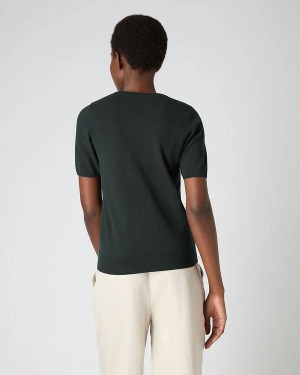 Women Women039s Round Neck Cashmere T ShirtIn Dark Green Dark Green NPeal Tops and Tshirts