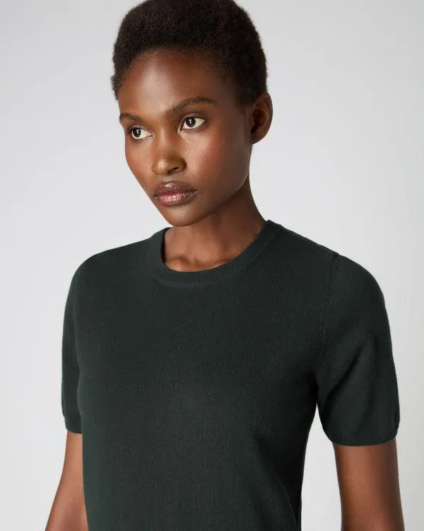 Women Women039s Round Neck Cashmere T ShirtIn Dark Green Dark Green NPeal Tops and Tshirts