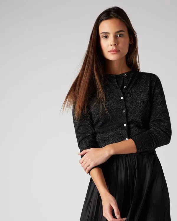 Women Women039s Superfine Cropped Cashmere Cardigan With LurexIn Black Sparkle Black Sparkle NPeal Cardigans Women Women039s Superfine Cropped Cashmere Cardigan With LurexIn Black Sparkle Black Sparkle NPeal Cardigans