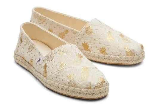 Women WomenAlpargata Rope Espadrille Gold Foil Pineapples TOMS Exclusives