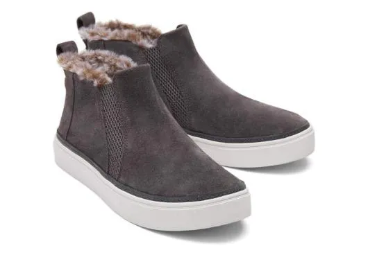 Women WomenBryce Grey Suede Faux Fur Slip On Sneaker Pavement Grey TOMS Exclusives