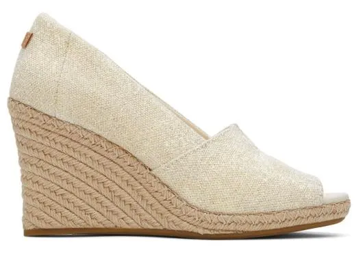 Women WomenMichelle Wedge Heel Dark Natural Metallic Linen TOMS Espadrilles