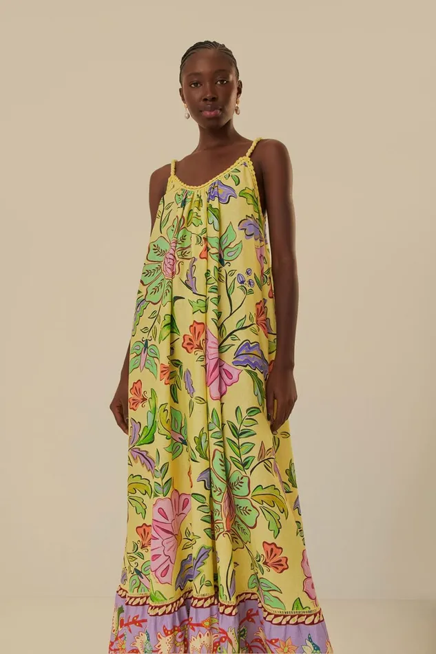 Women Yellow Floral Insects Maxi Dress Floral Insects Yellow FARM Rio Maxi Dresses