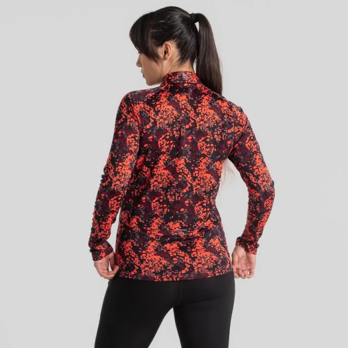 Womens Long Sleeve Craghoppers Dynamic Pro Half Zip TShirt Rose Coral Print Womens Long Sleeve Craghoppers Dynamic Pro Half Zip TShirt Rose Coral Print