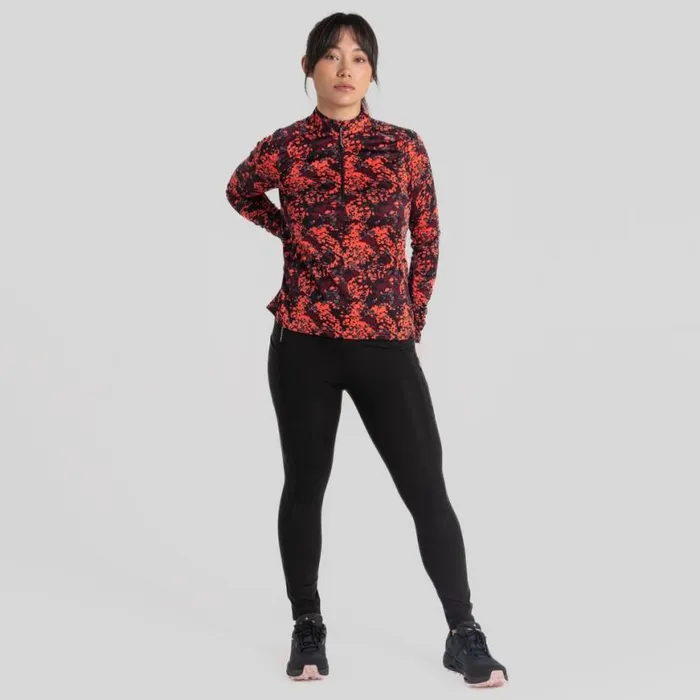 Womens Long Sleeve Craghoppers Dynamic Pro Half Zip TShirt Rose Coral Print Womens Long Sleeve Craghoppers Dynamic Pro Half Zip TShirt Rose Coral Print