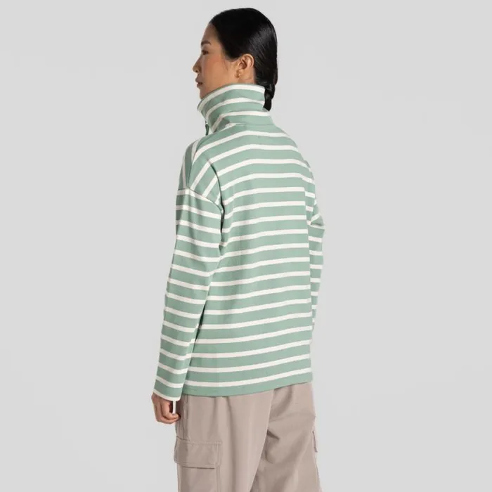 Womens Long Sleeve Craghoppers Otto Half Zip Top Pale Pistachio Stripe Womens Long Sleeve Craghoppers Otto Half Zip Top Pale Pistachio Stripe