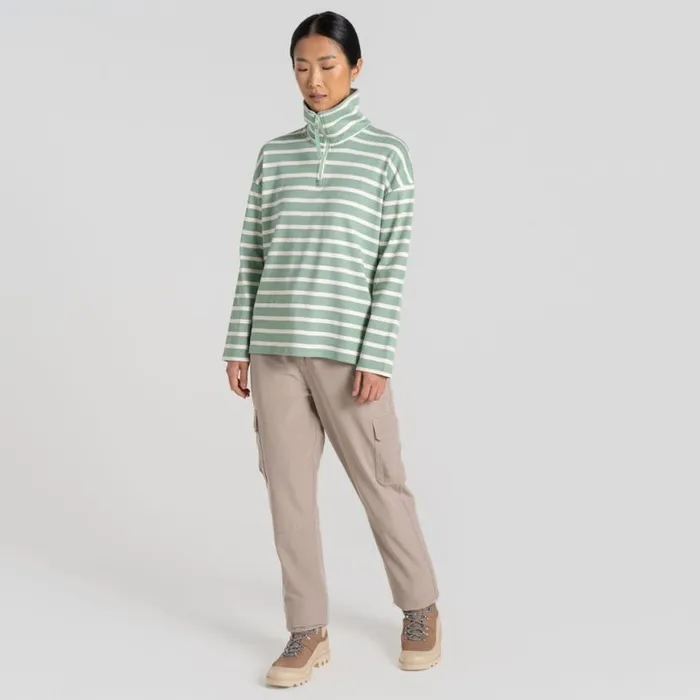 Womens Long Sleeve Craghoppers Otto Half Zip Top Pale Pistachio Stripe Womens Long Sleeve Craghoppers Otto Half Zip Top Pale Pistachio Stripe