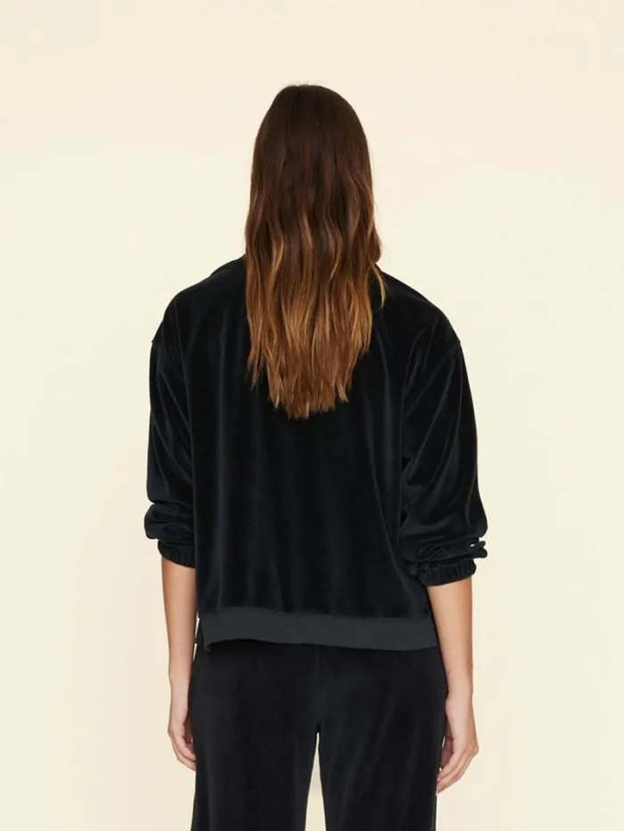 Xirena Black Oliver Velour Sweatshirt Women Sweats and Tees