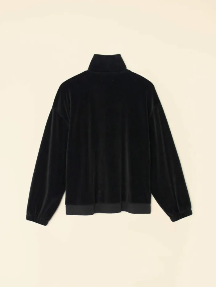 Xirena Black Oliver Velour Sweatshirt Women Sweats and Tees