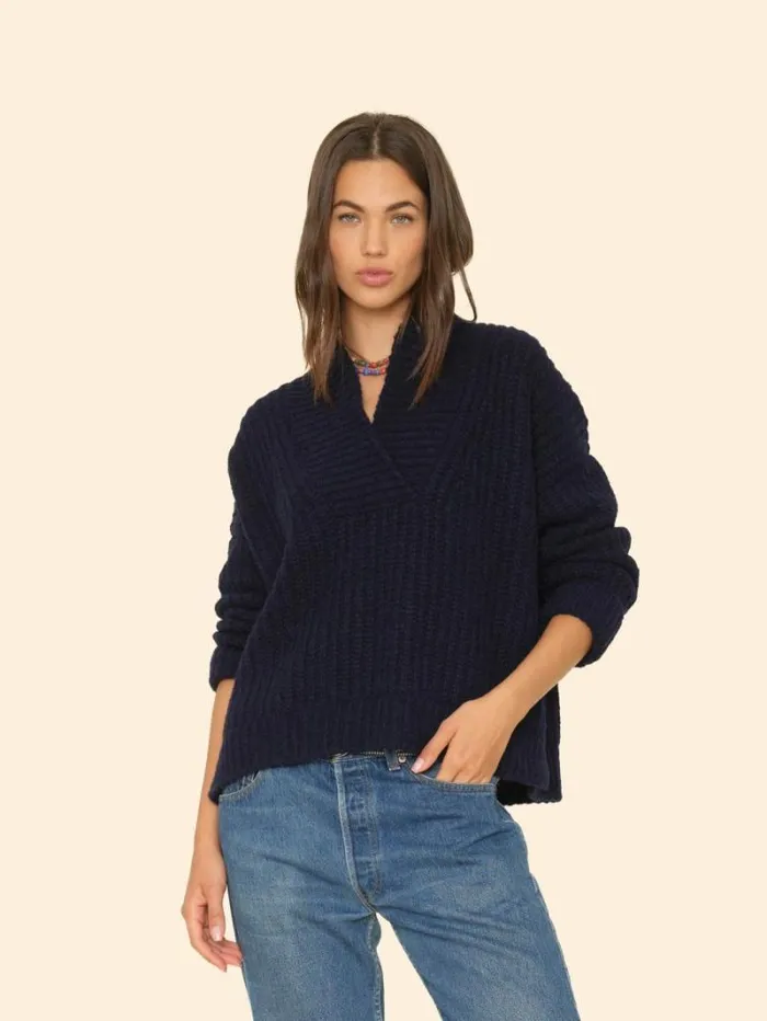 Xirena Navy Blue Keyes Sweater Women Sweaters and Jackets