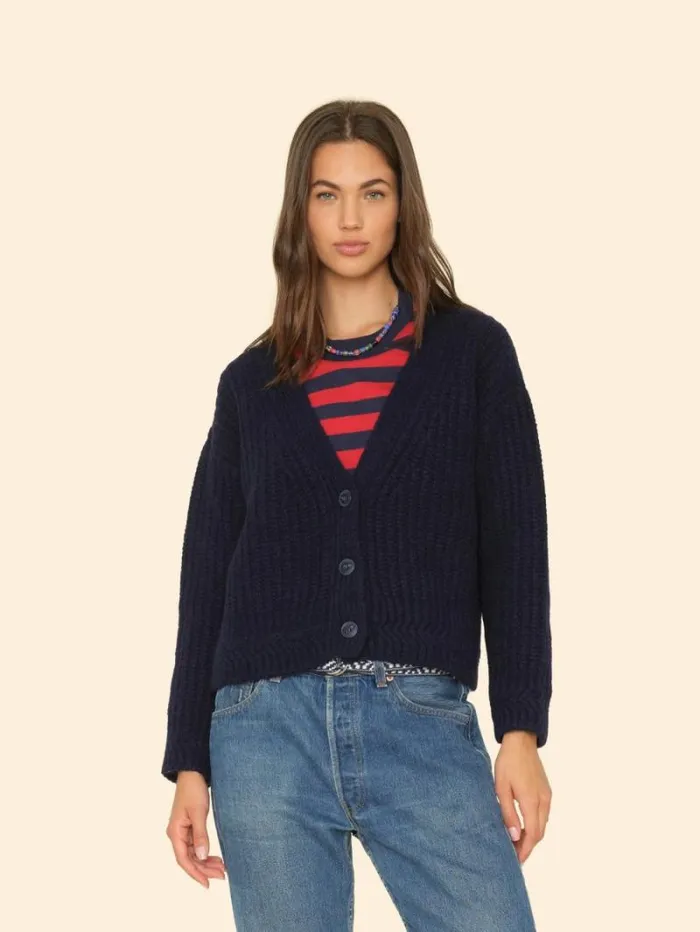Xirena Navy Blue Milli Cardigan Women Sweaters and Jackets
